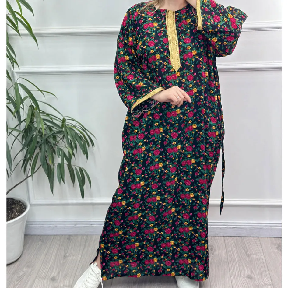 پیراهن ساحلی زنانه ترکمنستان طلاکوب گل ریز فری سایز تا 54 جنس نخی چهارفصل شیک