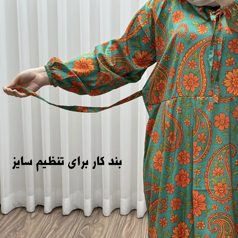 پیراهن فلور بوگاتی فری سایز تا 48 زنانه تنخور شیک و راحت چهارفصل بدون بدن نما