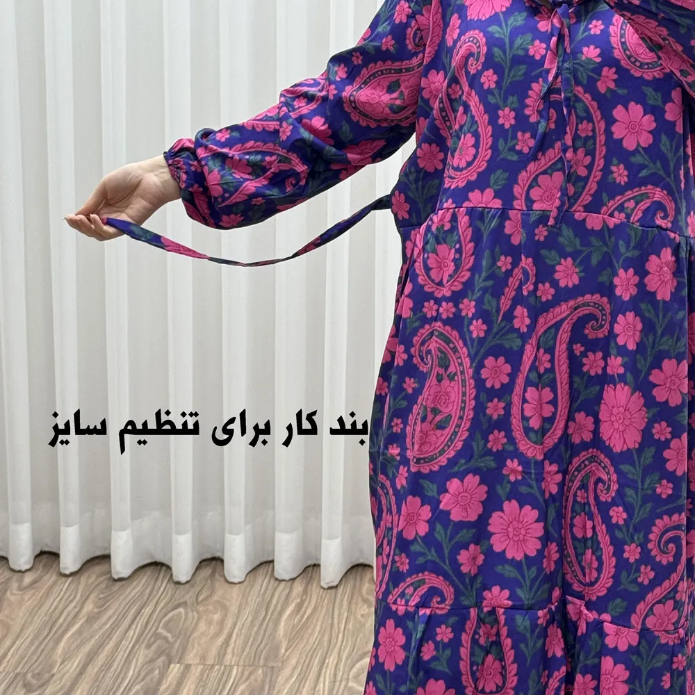 پیراهن فلور بوگاتی فری سایز تا 48 زنانه تنخور شیک و راحت چهارفصل بدون بدن نما