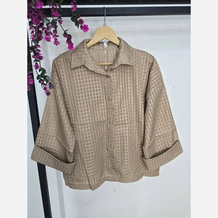 شومیز باکسی حصیری زنانه جنس ژاکارد ابریشم فری سایز 36 تا 46