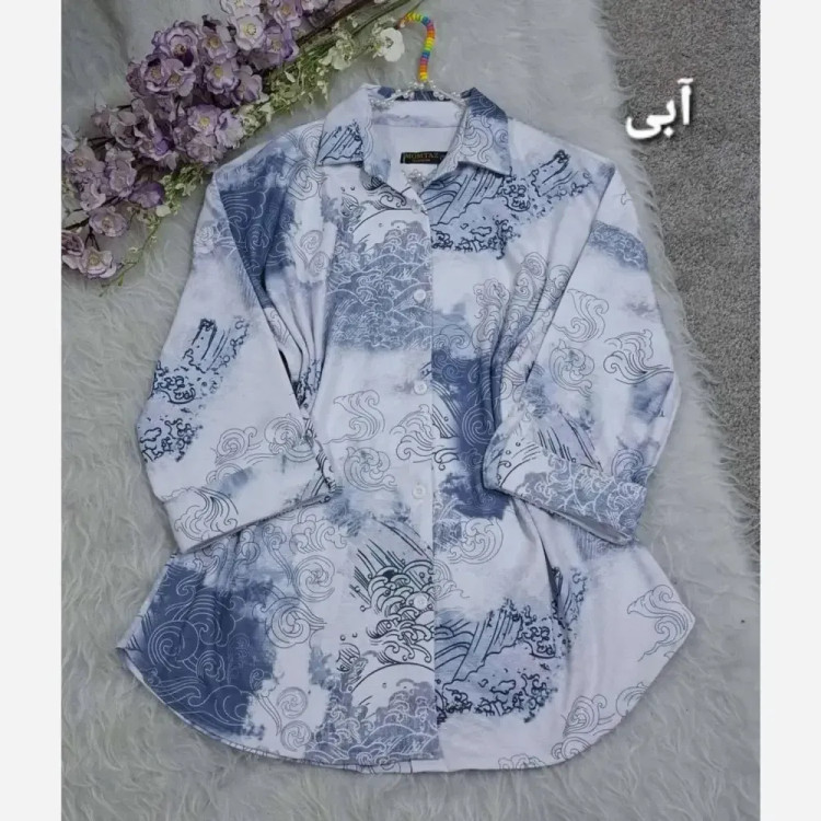 شومیز مانتو کیمونو مچ پاکتی جنس لاریس طرح ابر و بادی