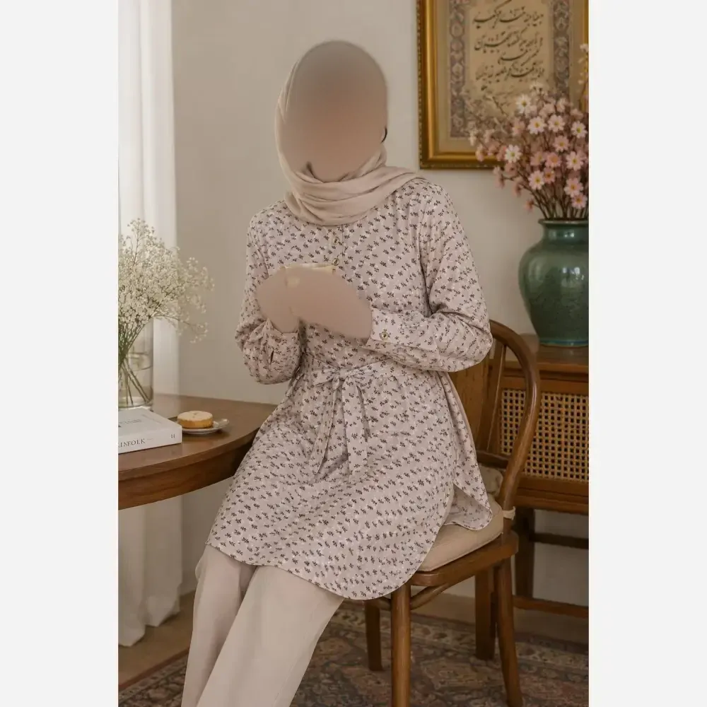 شومیز مانتو یقه گرد جنس لاریس در رنگبندی متنوع