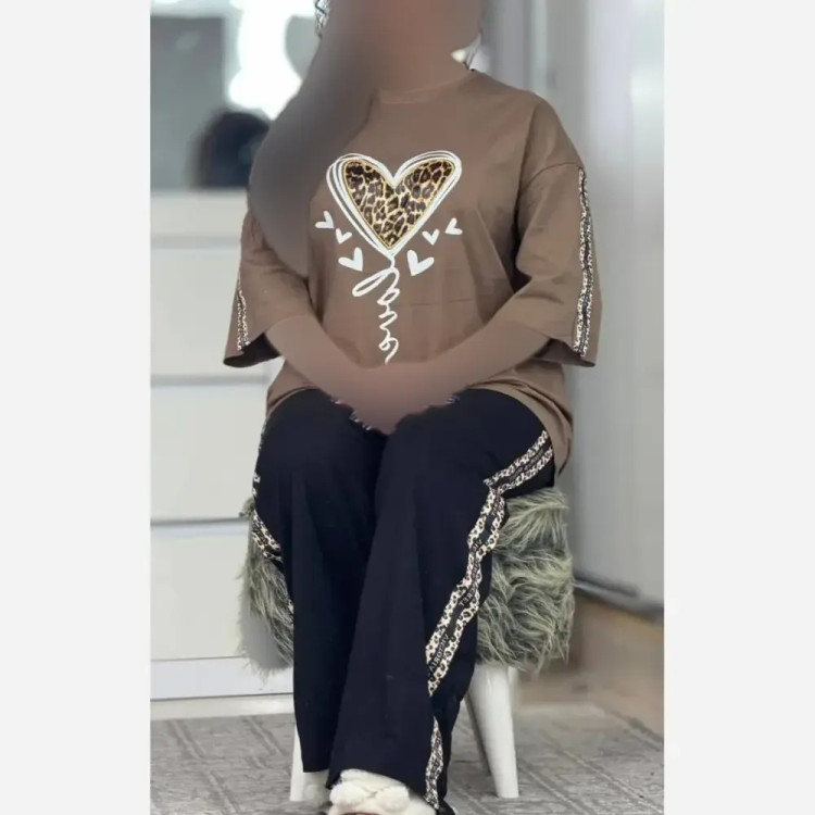 ست تیشرت و شلوار زنانه مدل بلوبری جنس پنبه فری سایز 38 تا 46
