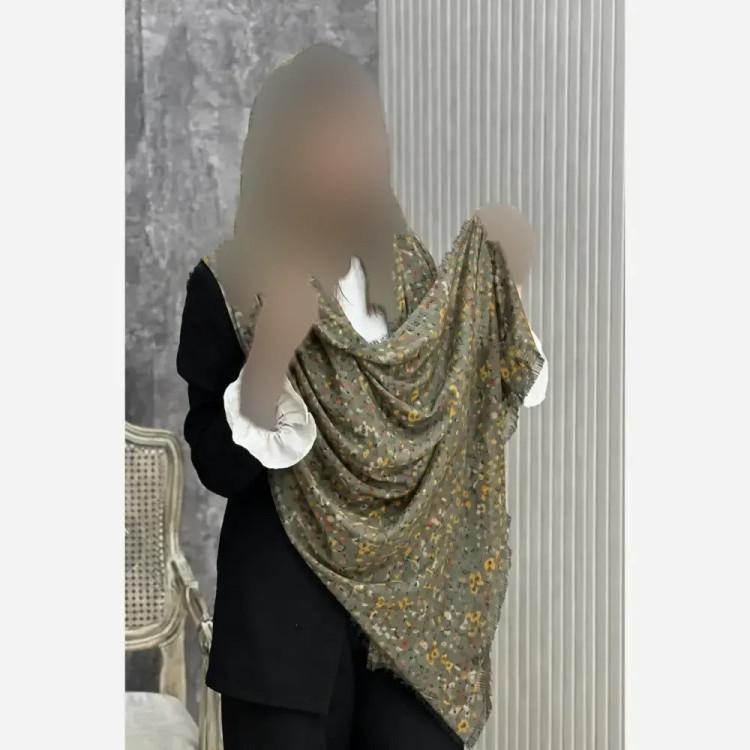 شال نخی اسلپ طرحدار مدل بهدخت ابعاد 180 در 67 سانتیمتر