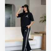 ست تیشرت و شلوار زنانه مدل لایف جنس اسپان گلکسی رنگ مشکی فری سایز