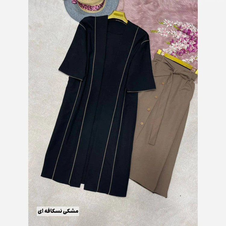 ست مانتو و دامن گلاره جنس لنین فری سایز