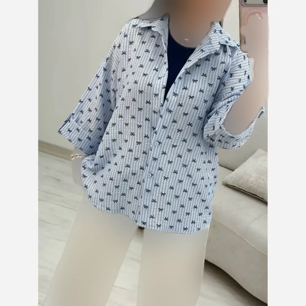 شومیز پنبه زارا شاین دار رنگین فری سایز