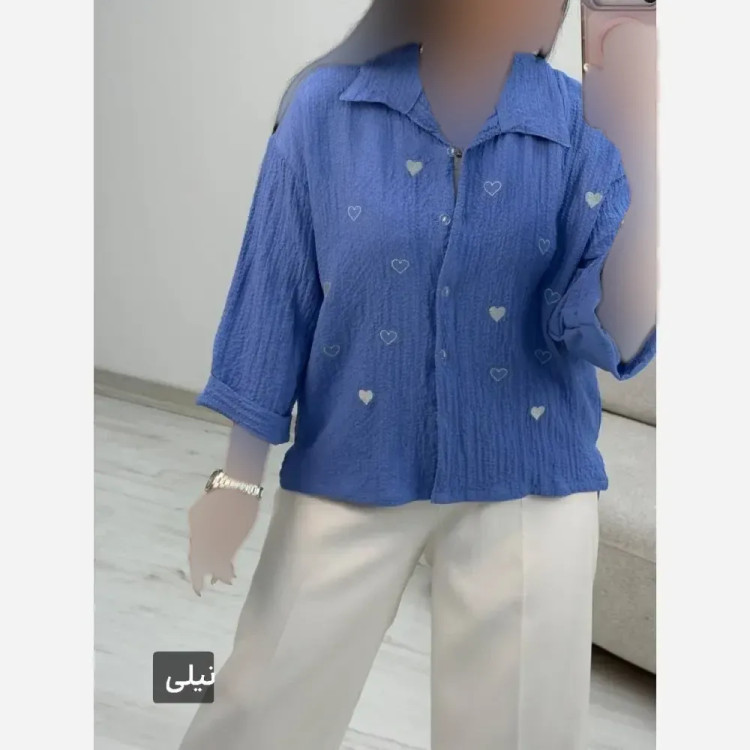 شومیز جاذبه قلبی جنس ینزی پفکی فری سایز