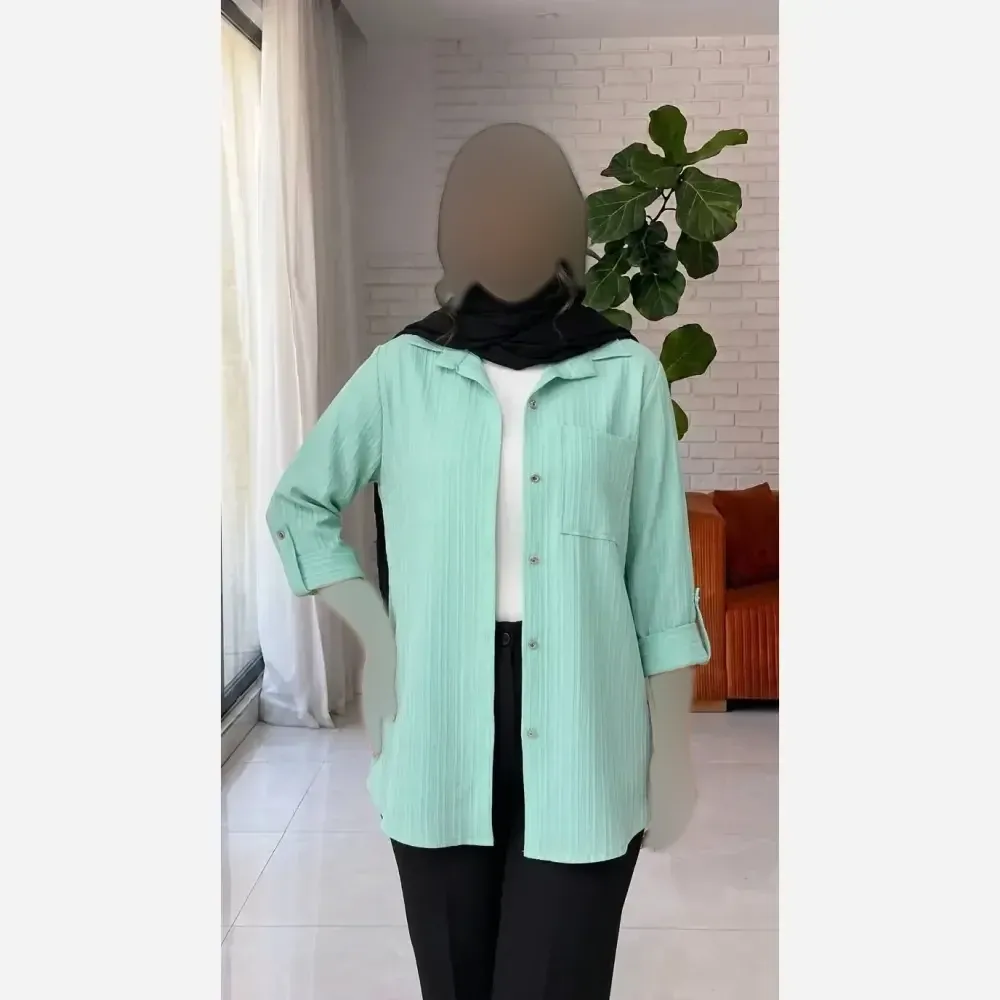 شومیز مانتو تابستانی مینو جنس آیوا درجه یک سایز 36 تا 46