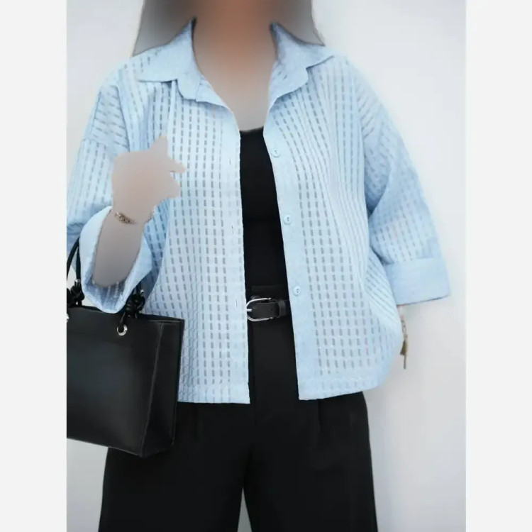 شومیز باکسی حصیری خنک و سبک زنانه فری سایز