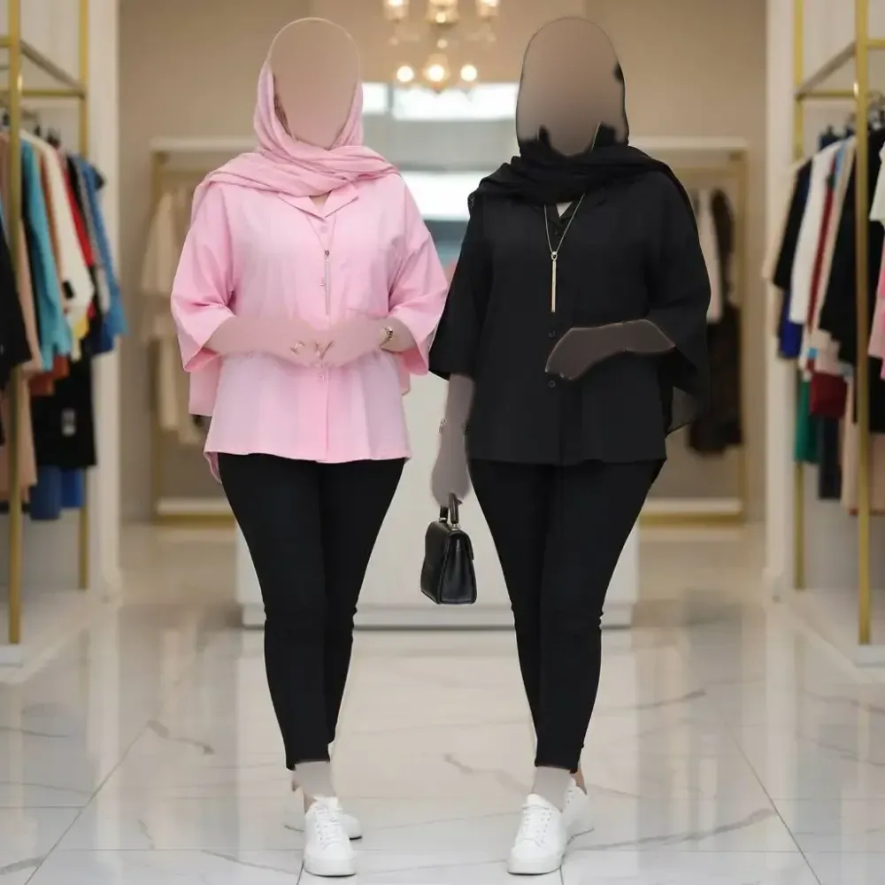 شومیز مانتو لنین ترنج خنک جیب دار فری سایز تا 50