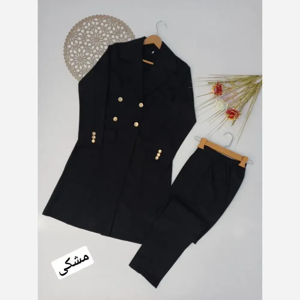 ست مانتو و شلوار اداری 4 دکمه ساده جنس مکانیک پرشیا