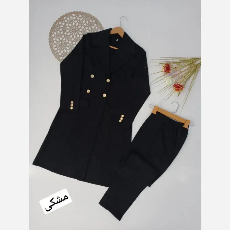 ست مانتو و شلوار اداری 4 دکمه ساده جنس مکانیک پرشیا