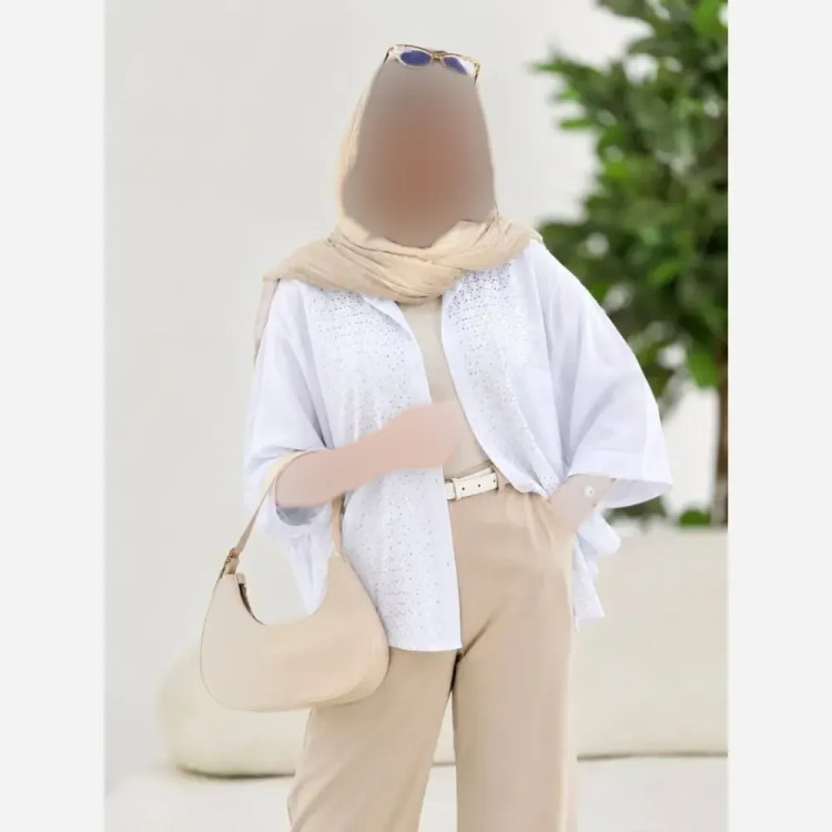 شومیز مانتویی نگینی نازنین جنس داکرون نگینی فری سایز