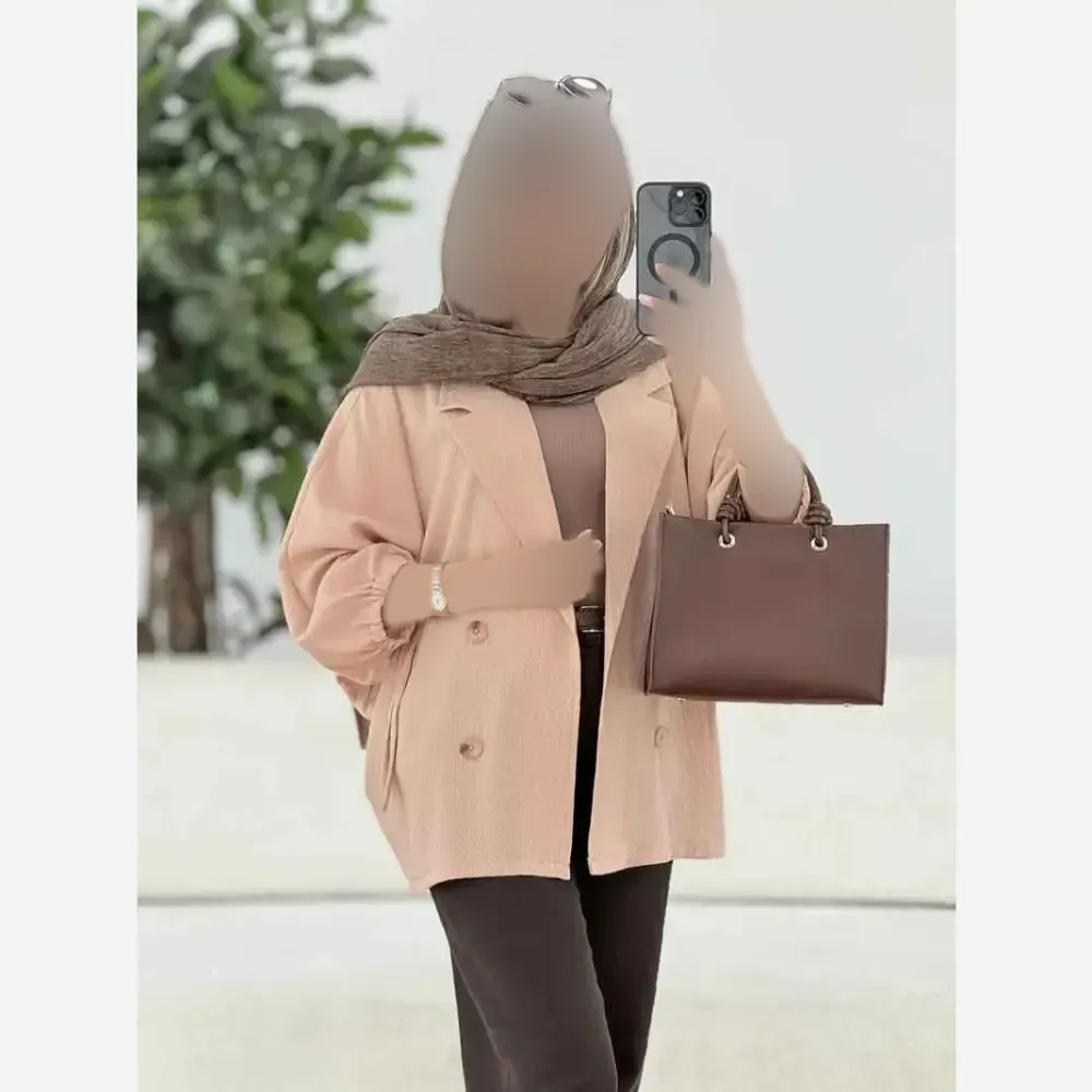 کت آستین بندی لنین شسته شده اعلا فری سایز مناسب تا 48