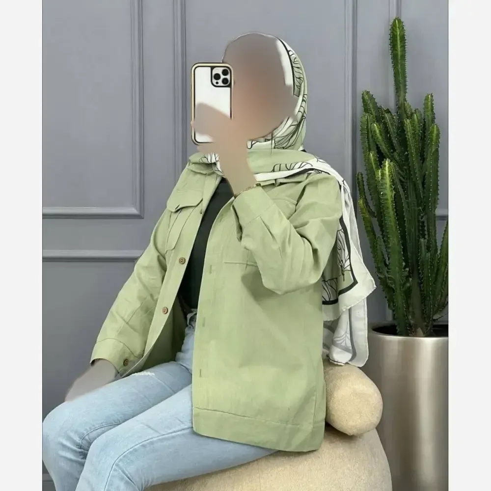 مانتو لنین دو جیب شومیز مانتویی فری سایز