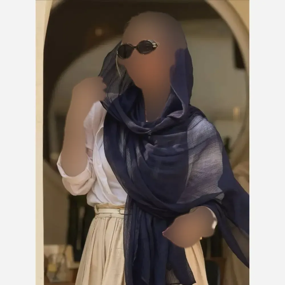شال ساده دور گان تور دانتل رنگ شکلاتی و سرمه ای ابعاد 180 در 70 سانتیمتر
