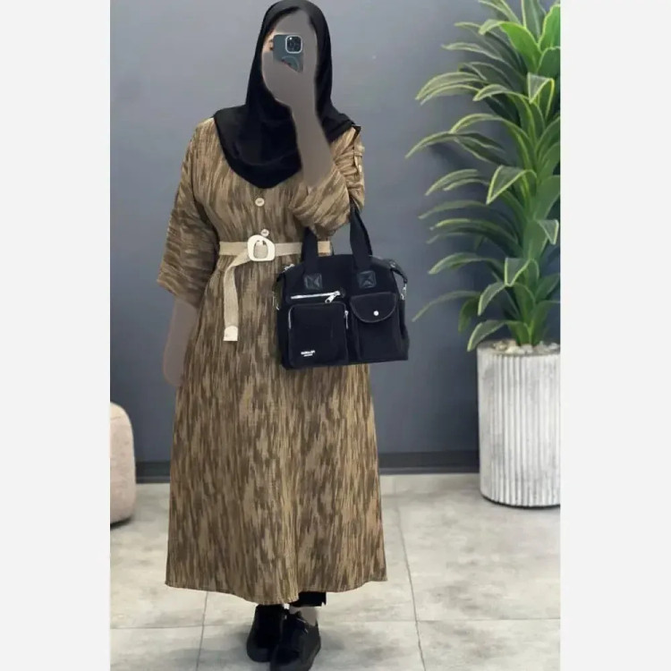 کفتان شانتون گازوئیلی زنانه فری سایز با کمربند کنفی