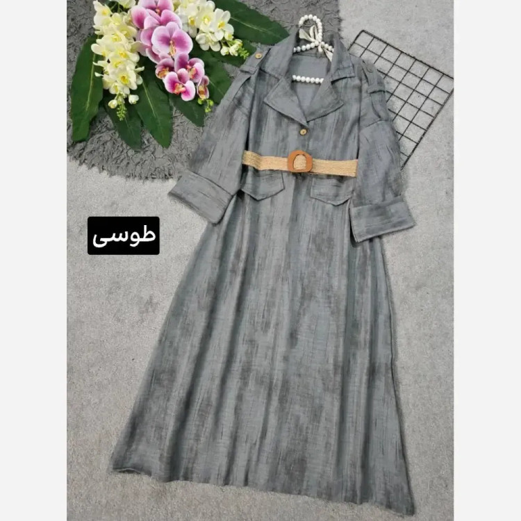 کفتان شانتون گازوئیلی زنانه فری سایز با کمربند کنفی