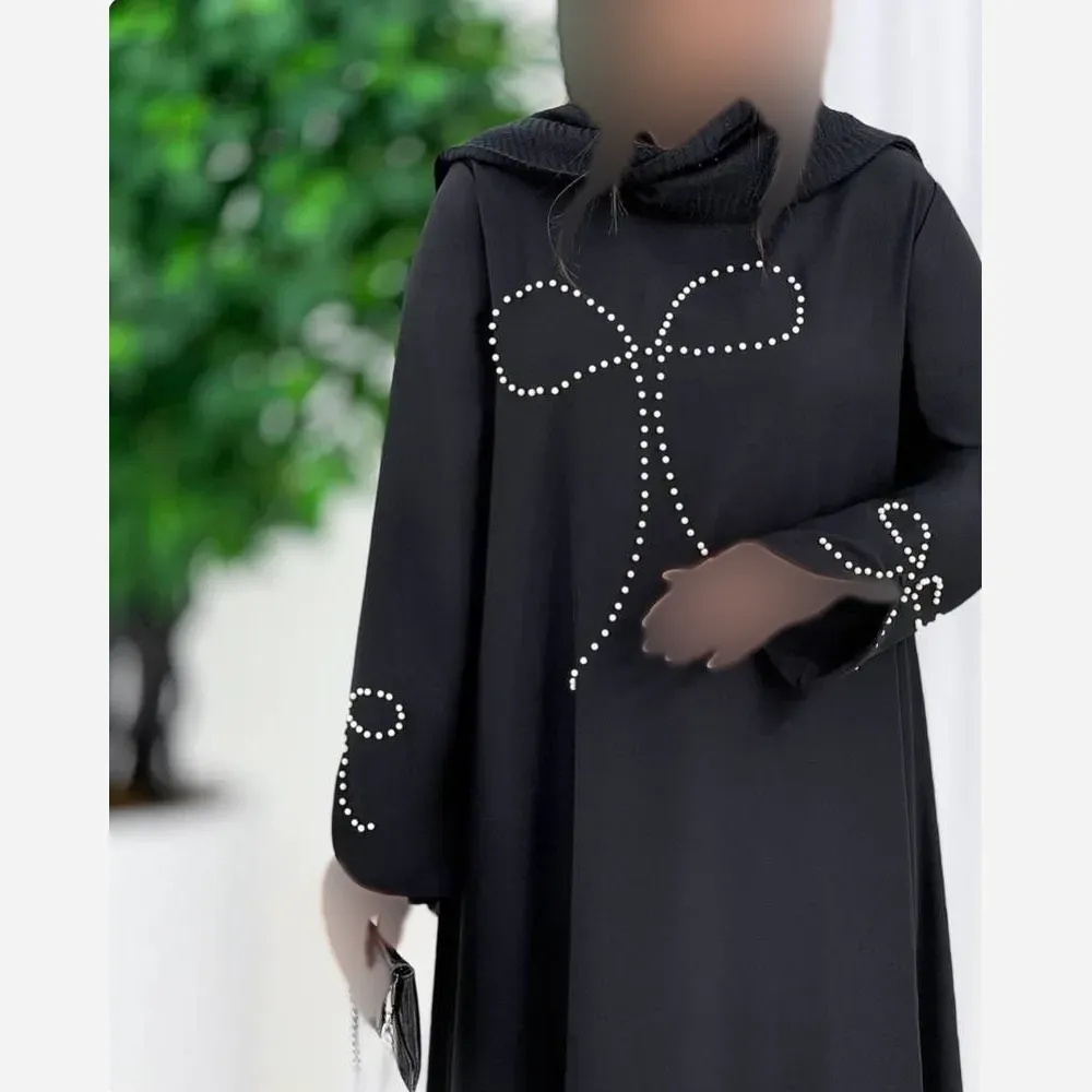 عبا زنانه نازبانو جنس الیزه رنگ مشکی سایز فری سایز