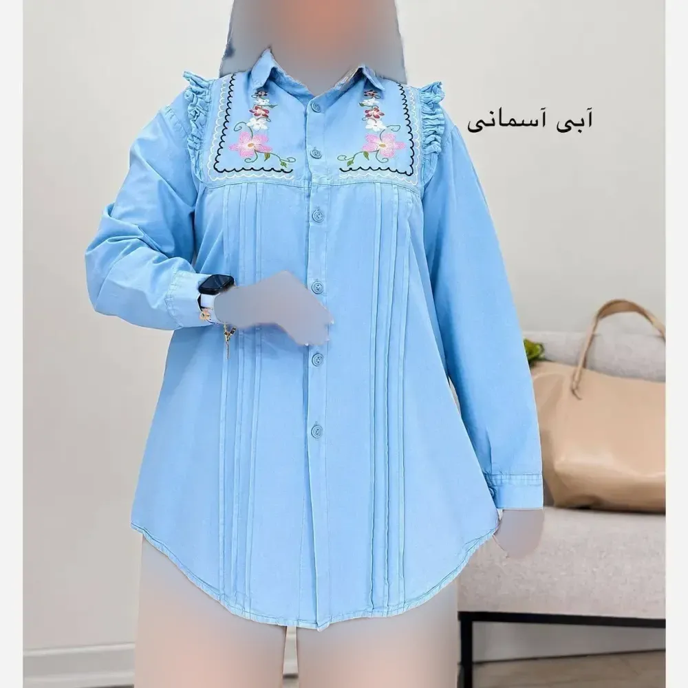 شومیز گلدوزی شده کتان لنین فری سایز مدل بانو