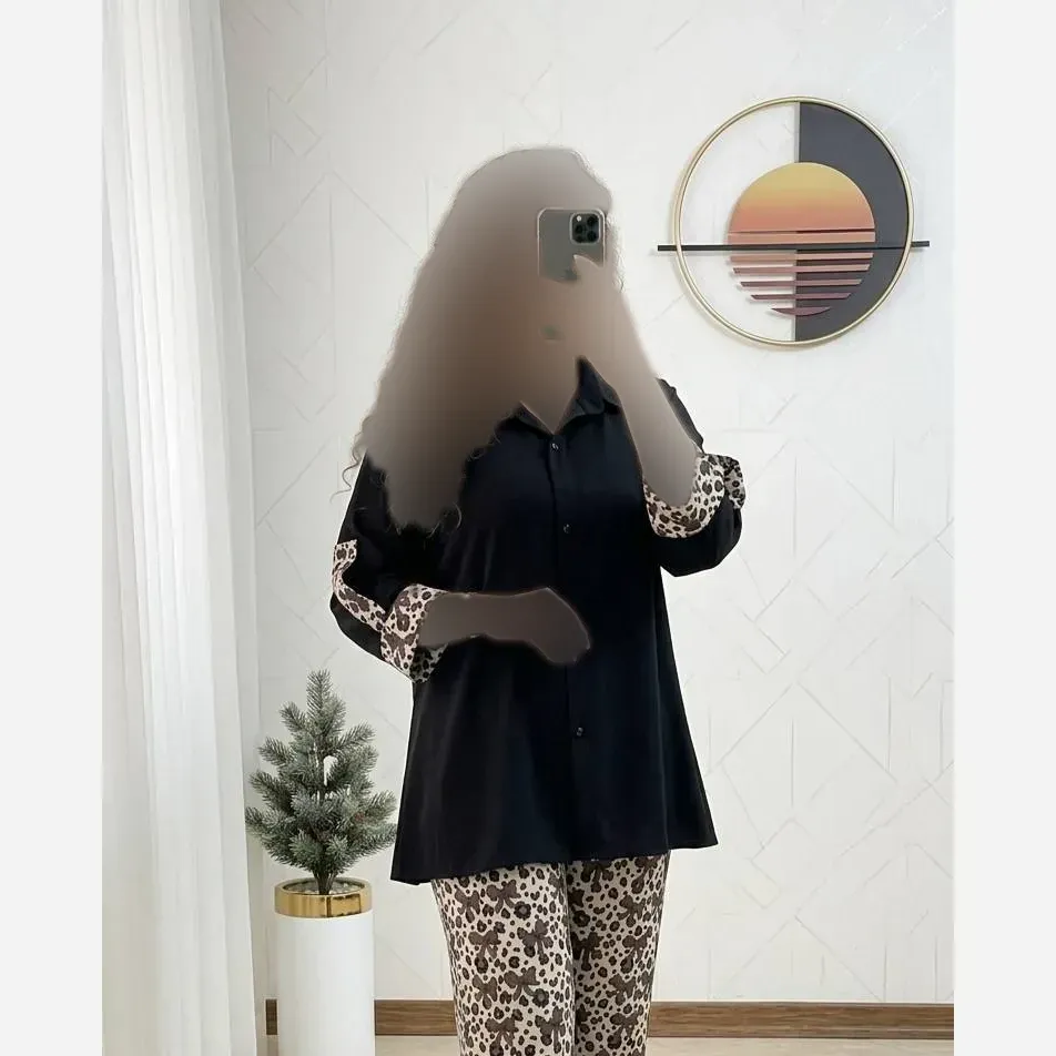 ست شلوار پلنگی بوگاتی درجه یک فری سایز