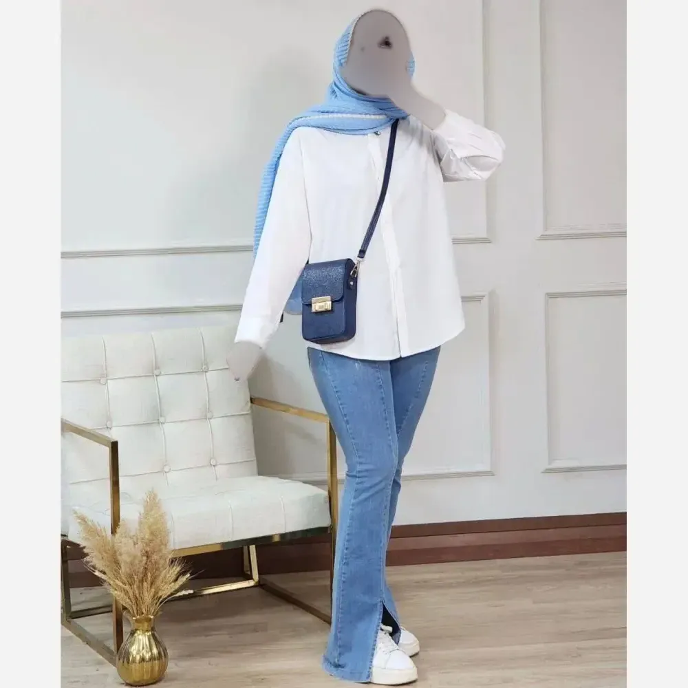 شومیز داکرون درجه یک سفید فری سایز