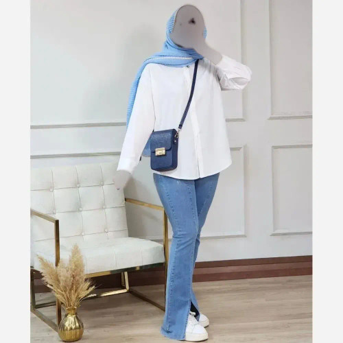 شومیز داکرون درجه یک سفید فری سایز