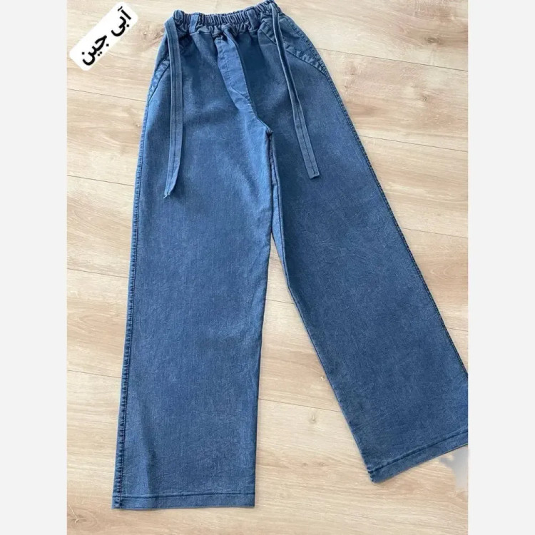 شلوار بگ طرح جین نیل درجه یک کمر کش و کمربند دار رنگ بندی متنوع سایز بزرگ و معمولی قد 100