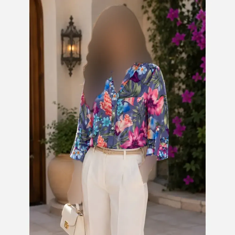 شومیز نخی مدل بهارک زنانه
