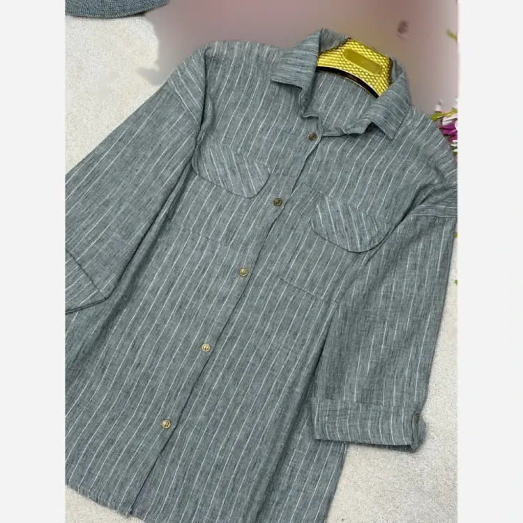 شومیز دیپلمات مانلی جنس شانتون شاین رنگ طوسی سایز فری 38 تا 48