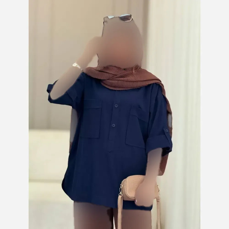 شومیز لینن زنانه مدل مهشید فری سایز تا 48 رنگ شکلاتی نسکافه ای سبز