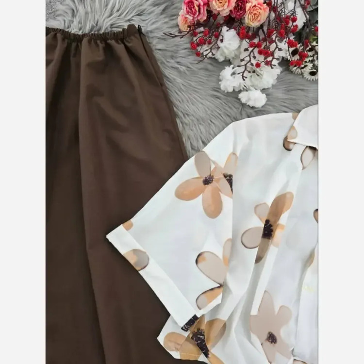 ست شومیز گره ای بوگاتی و دامن لنینت فری سایز