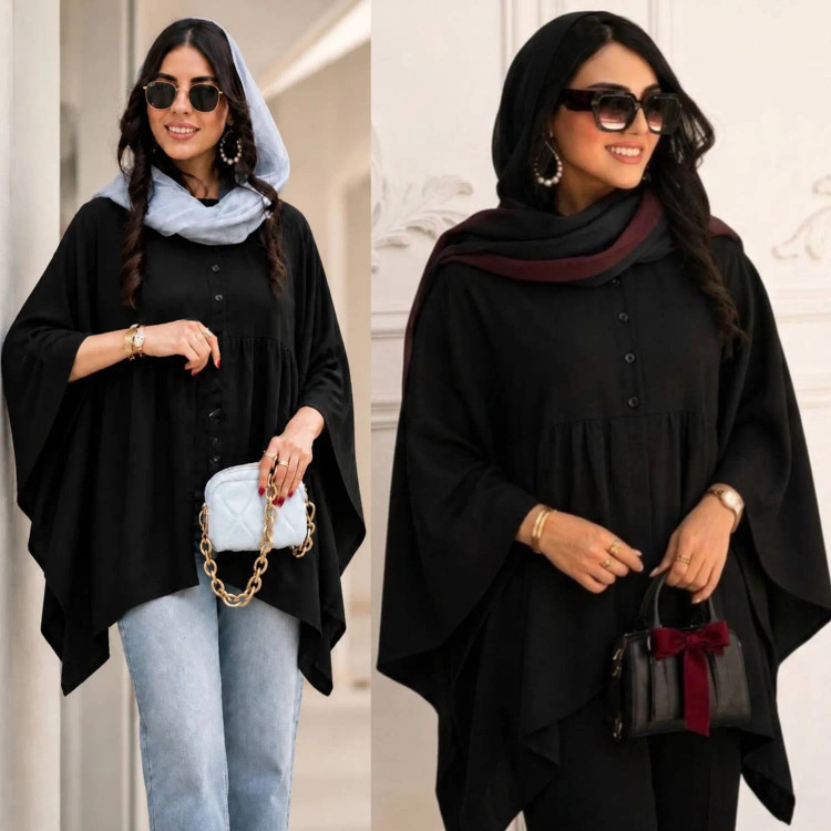 شنل لاله جنس بابوس سه نخ مشکی فری سایز تا 60 مناسب بارداری و شیردهی
