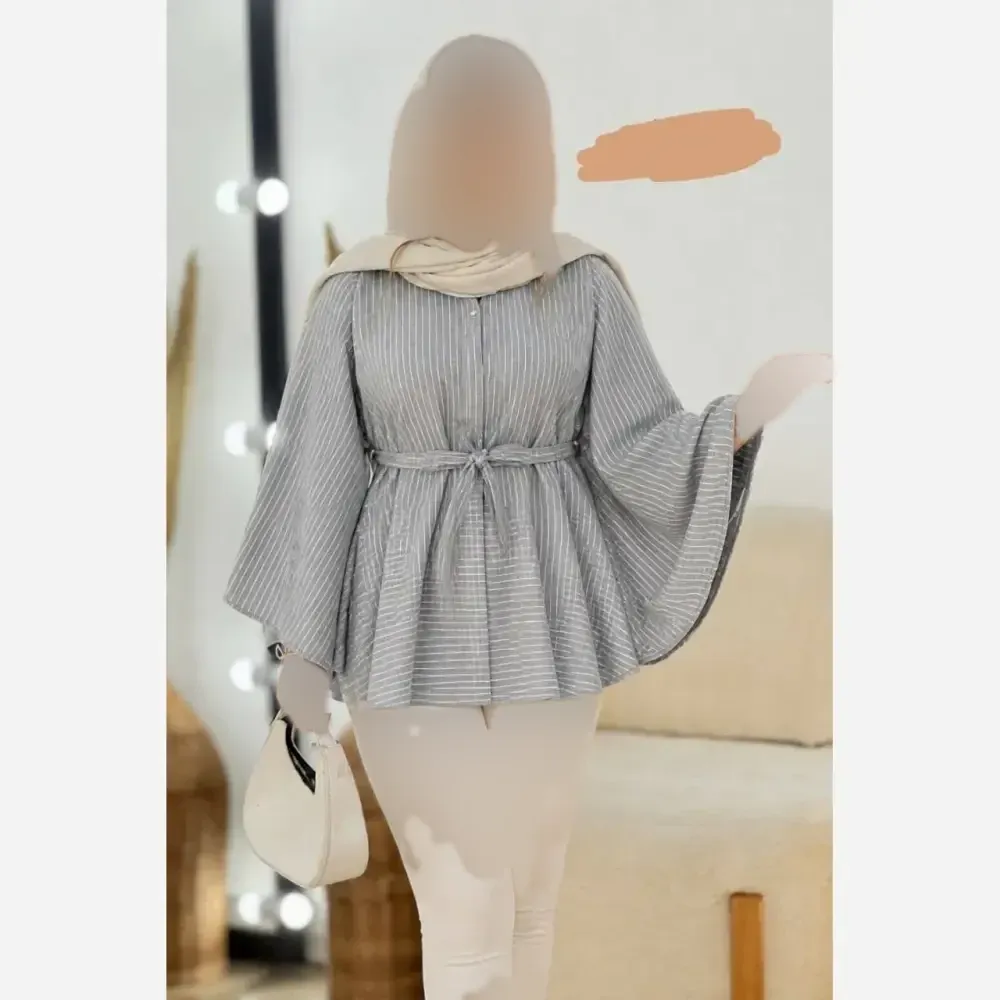 بلوز نخی وارداتی مدل شیپوری فری سایز تابستانه