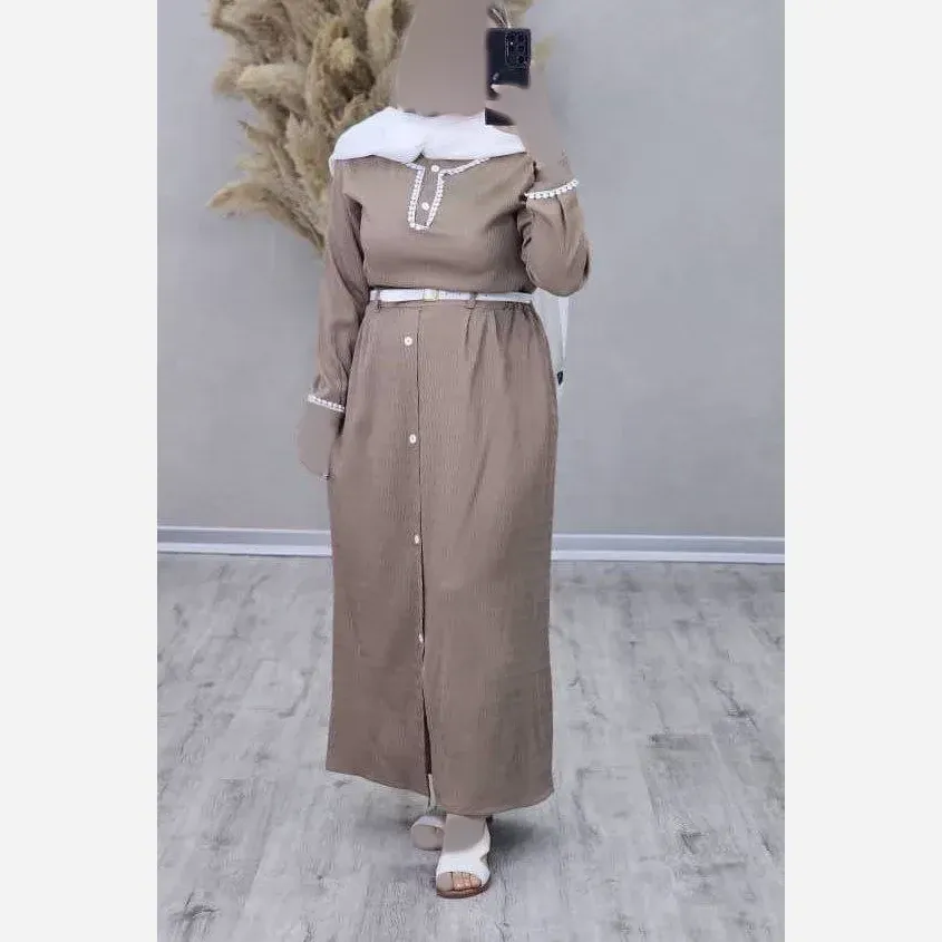 ست شومیز و دامن و کمربند آرامیس جنس آیوا کوک دوزی فری سایز