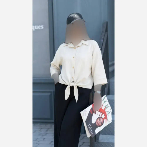 شومیز گره ای زنانه جنس سوپر شانتون درجه یک فری سایز
