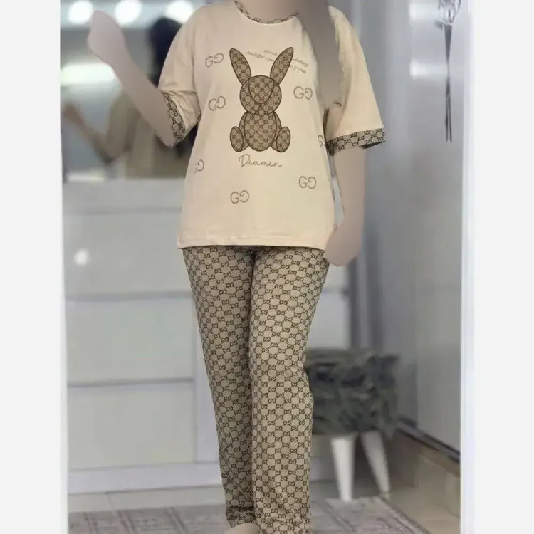 تیشرت شلوار خرگوشی دورس اسپان زنانه سایز 38 تا 46 کرم