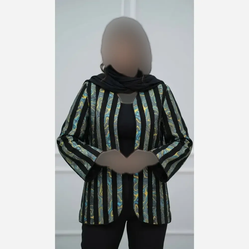 کت طرح دار تافته درجه یک زنانه فری سایز 38 تا 48 شیک و خاص مجلسی نیمه رسمی
