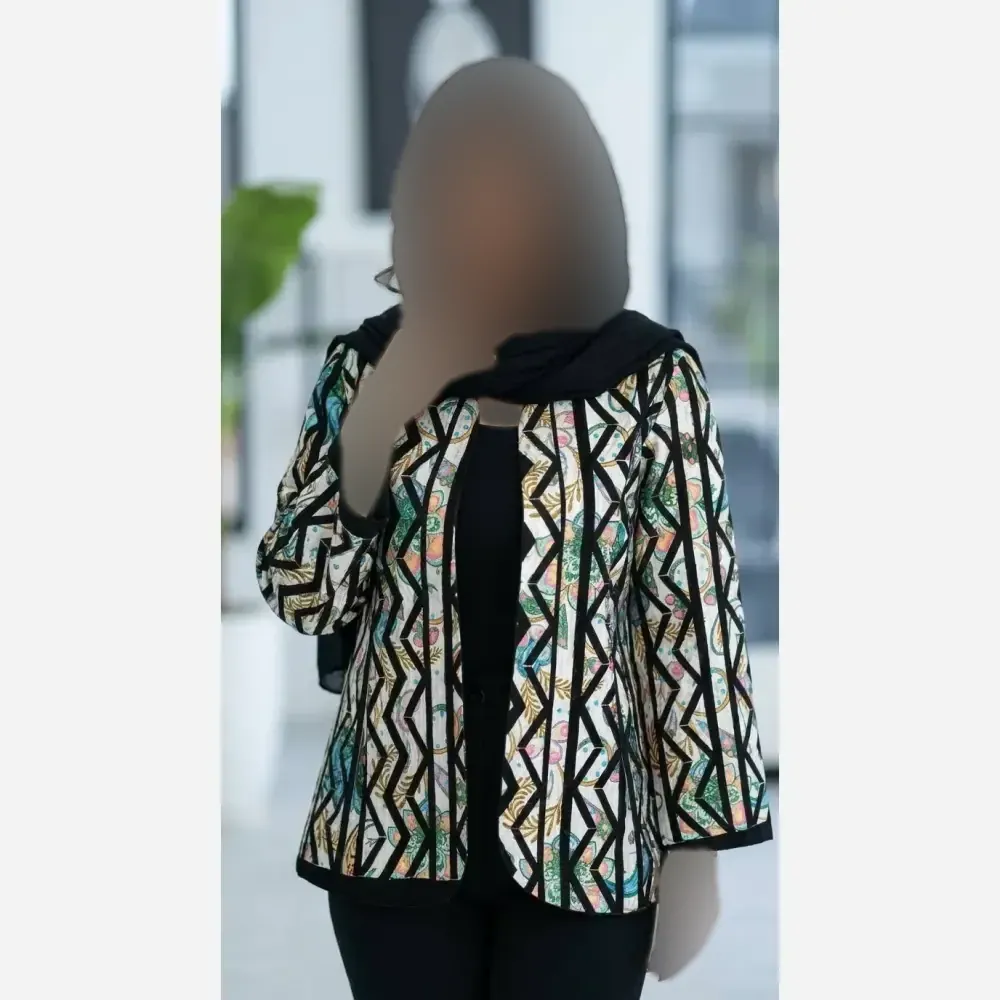 کت طرح دار تافته درجه یک زنانه فری سایز 38 تا 48 شیک و خاص مجلسی نیمه رسمی