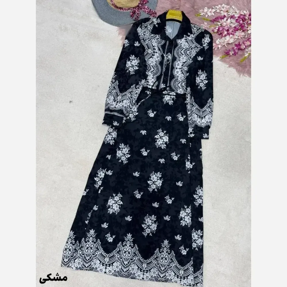 پیراهن ساحلی زنانه فلورنخ طرح زنبق فری سایز
