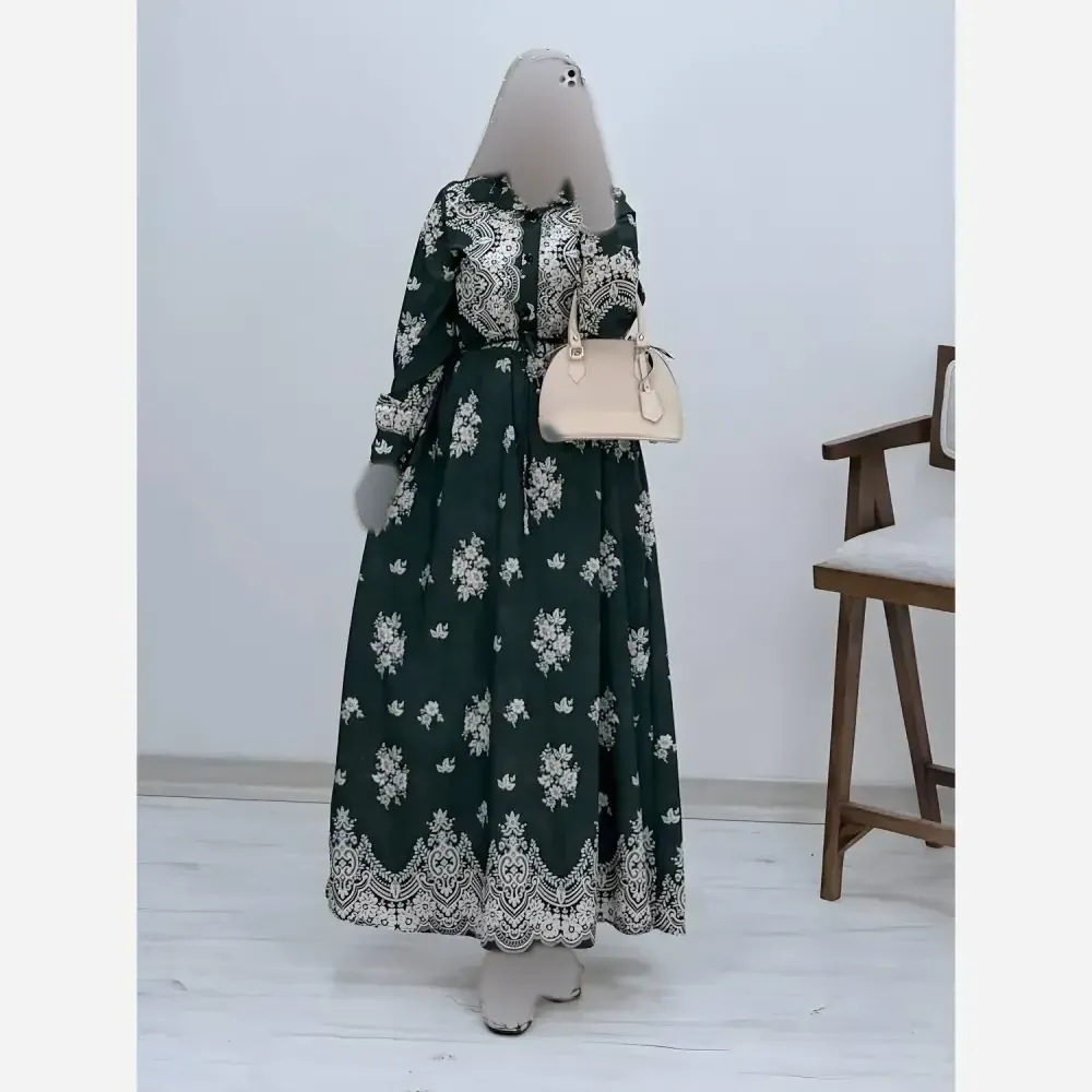 پیراهن ساحلی زنانه فلورنخ طرح زنبق فری سایز