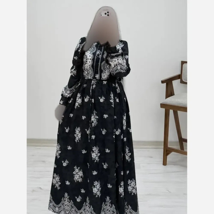 پیراهن ساحلی زنانه فلورنخ طرح زنبق فری سایز