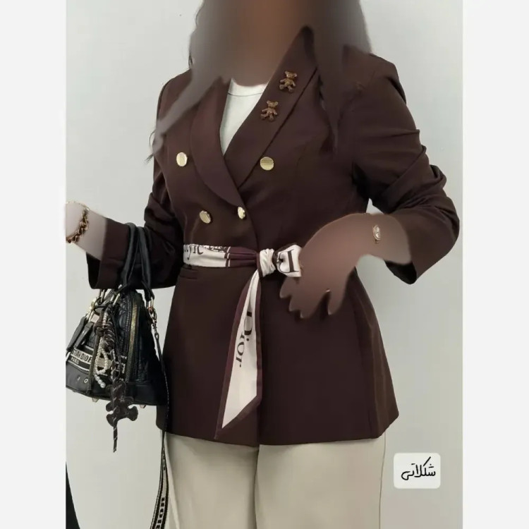 کت تک زنانه مازراتی کمربند دار رنگ بندی متنوع