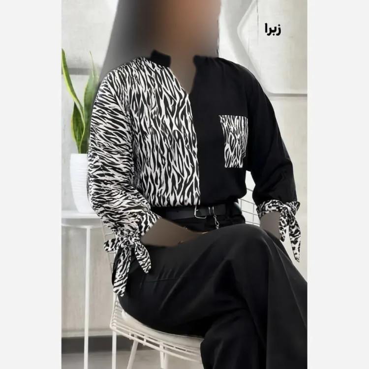 شومیز طرحدار نجلا کرپ بوگاتی زنانه سایز 38 تا 50