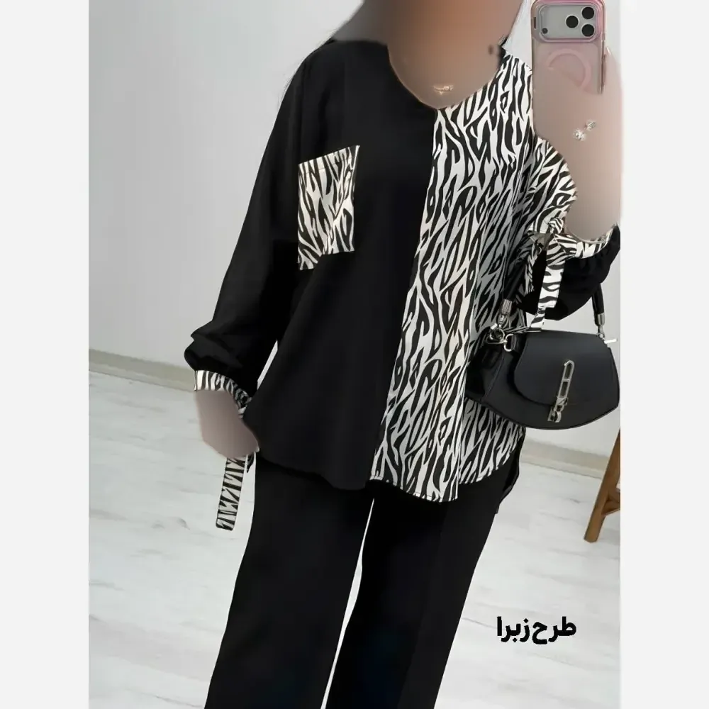 شومیز طرحدار نجلا کرپ بوگاتی زنانه سایز 38 تا 50
