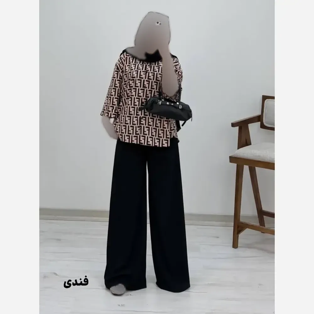 شومیز شلوار طرح دار کرپ بوگاتی زنانه فری سایز 38 تا 46 رنگبندی متنوع