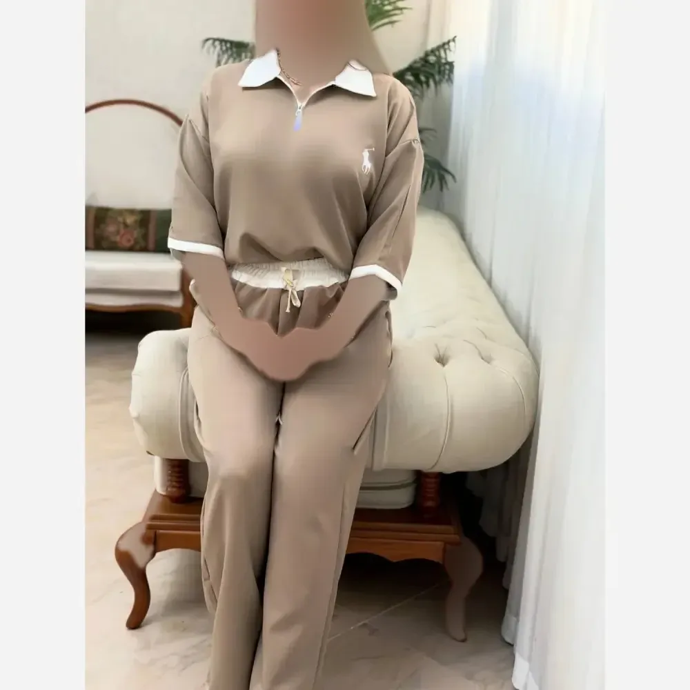 ست بلوز و شلوار زنانه سیندخت جنس مازراتی با کیفیت فری سایز 36 تا 46 در رنگ های مشکی، سورمه ای، شکلاتی، موکا