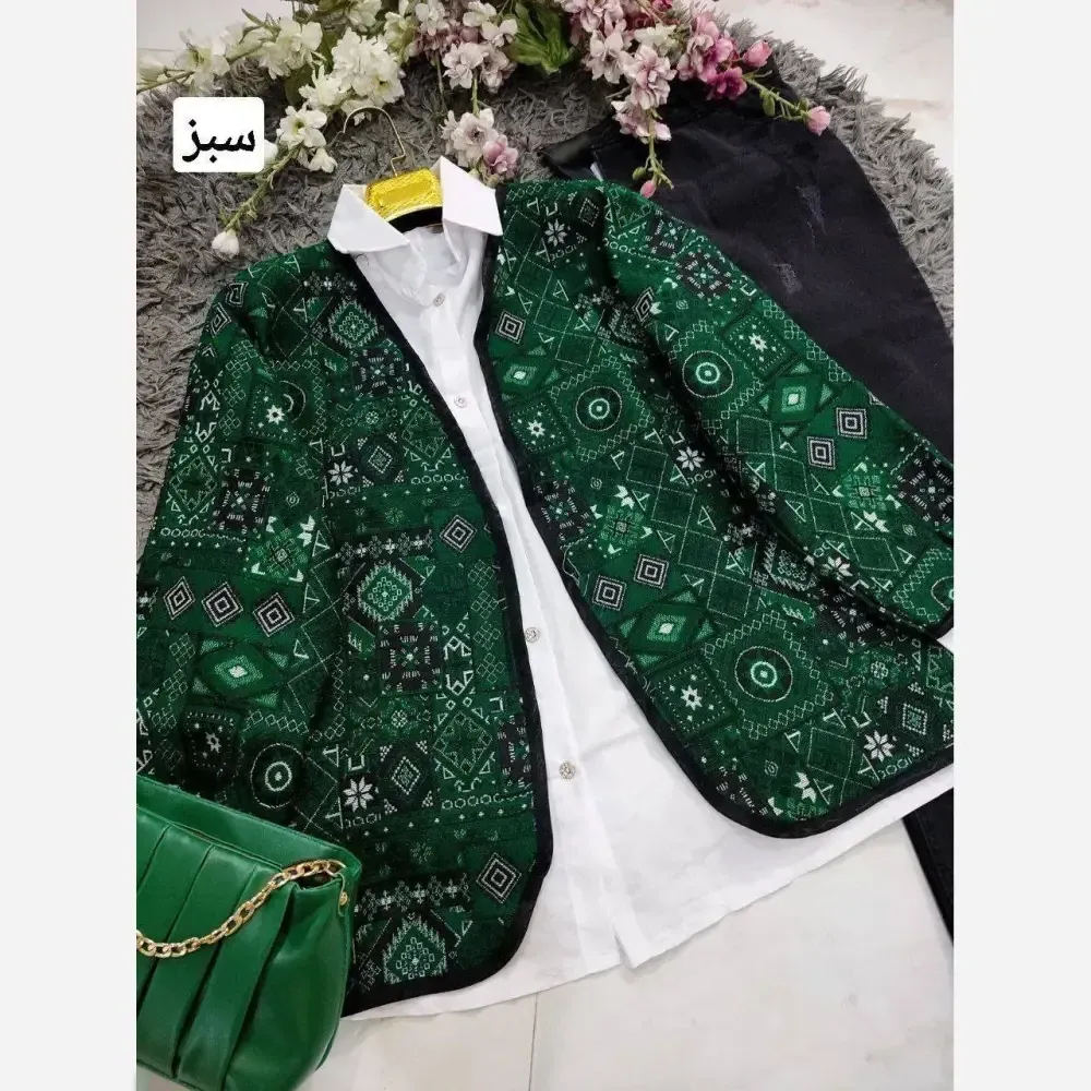 کت گلیمی تافته سوزن دوزی سنتی زیبا زنانه فری سایز 36 تا 46 در رنگبندی مشکی، سبز، قرمز و سرخابی