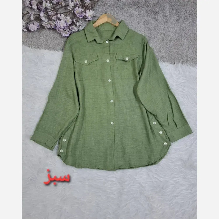 شومیز مانتویی بغل دکمه جنس شانتون درجه 1 سایز 38 تا 48